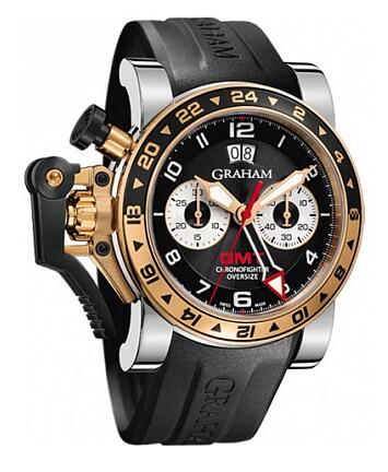 Replica Graham Watch 2OVGG.B21A.K10S Chronofighter Oversize GMT Black Steel & Gold